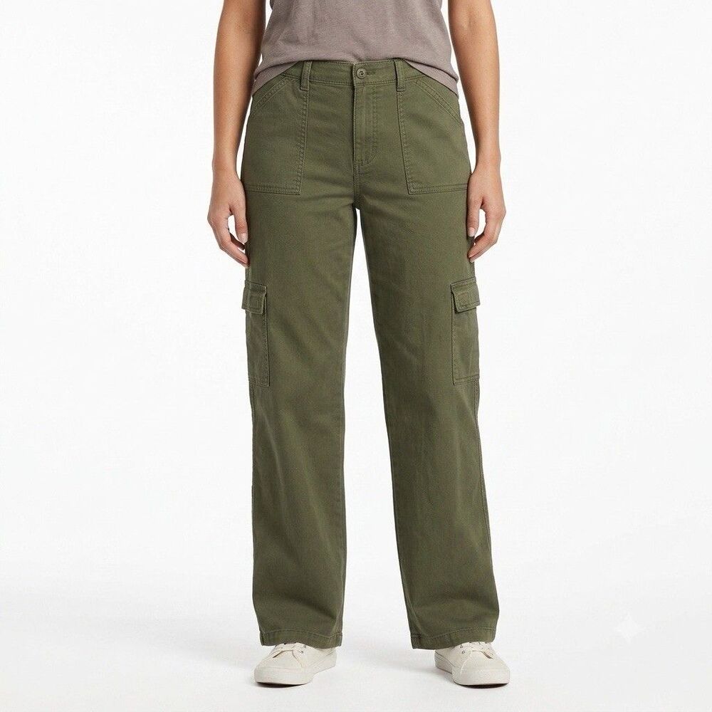 Womens Architect Cargo Bootcut Pants Sz 14 Green Utility Wear Pockets Gorpcore